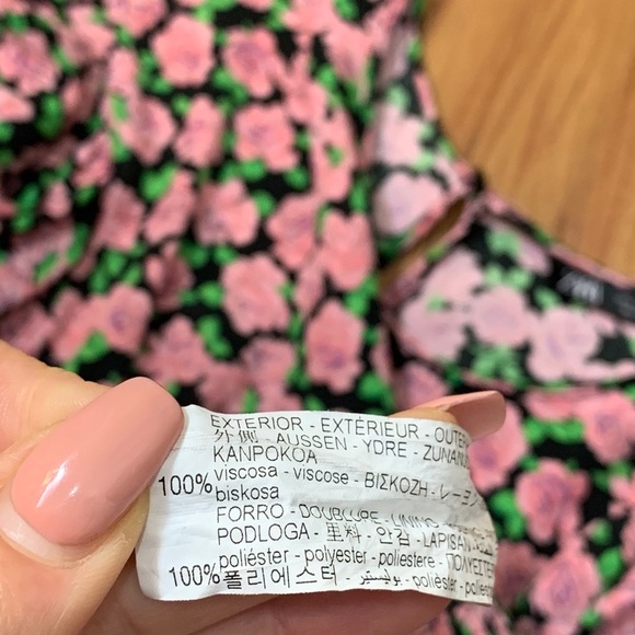 Zara Floral Print Elastic Skirt Long-sleeve Dress - Picture 10 of 14